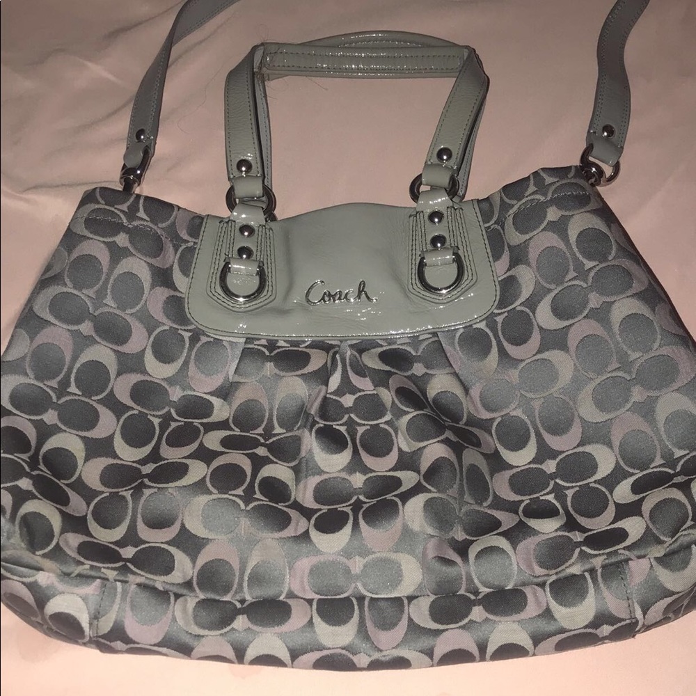 Coach purse pink and gray.